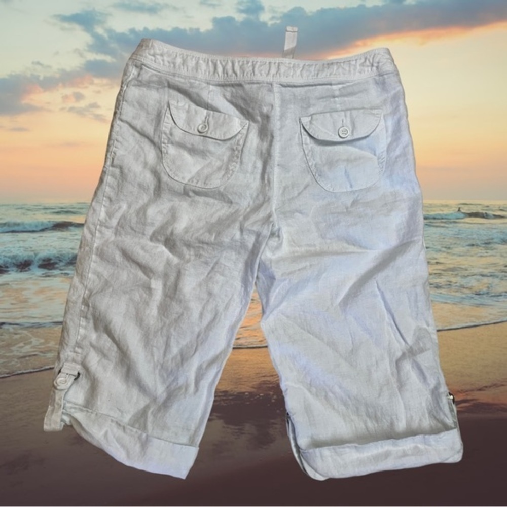 INC International Concepts White Linen Capris Size 12 - Picture 3 of 6